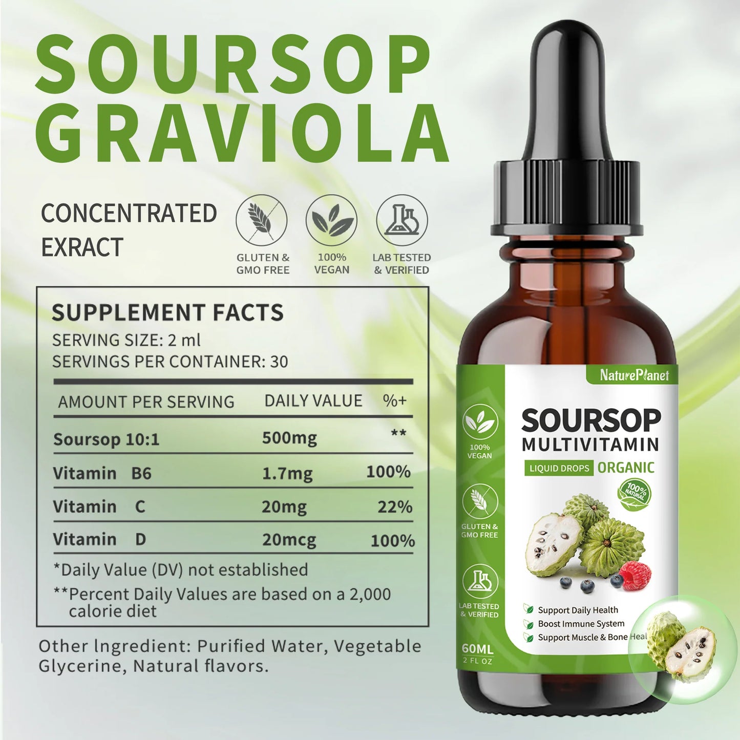 100% Pure Organic Soursop Drop Extract
